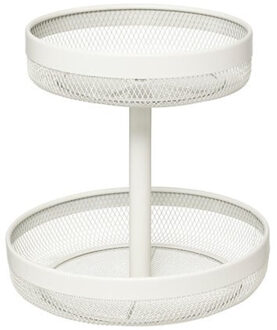 5five Fruitschaal 2-laags model Double Fruit - metaal - D30 x H31 cm - wit