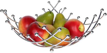 5five Fruitschaal Basel - metaal - D30 x H14 cm - zilver - vierkant