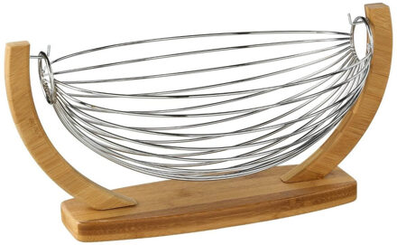 5five Fruitschaal - fruitmand - hangend - hout - metaal - 36x21x18 cm