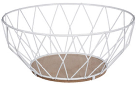 5five Fruitschaal - wit - Dia 28 cm - draad metaal - fruitmand - serveerschaal