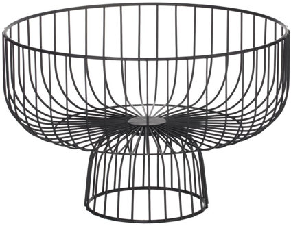 5five Fruitschaal - zwart - metaal - 28 cm - rond - op voet - fruitmand