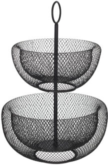 5five fruitschaal - zwart - metaal - 29 x 47 cm - rond - Dubbele etag?re