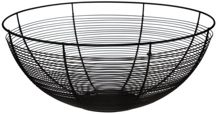 5five Fruitschaal - zwart - metaal - 32 cm - rond - fruitmand - draadmand