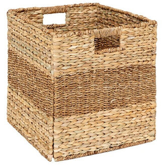 5five Gevlochten jute opbergmand met handvaten - naturel - 38 x 38 x 38 cm