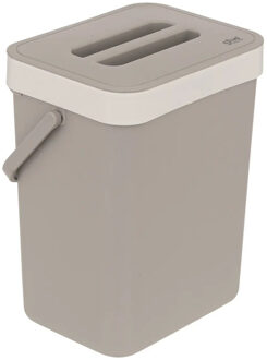 5five Gft afvalbakje voor aanrecht - of aan keuken kastje - 5L - beige - afsluitbaar - 24 x 19 x 14 cm