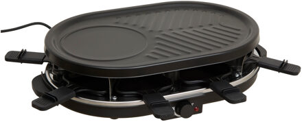 5five Gourmetstel - 8 personen - 48 x 30 x 12 cm - RVS - zwart - grillplaat/raclette