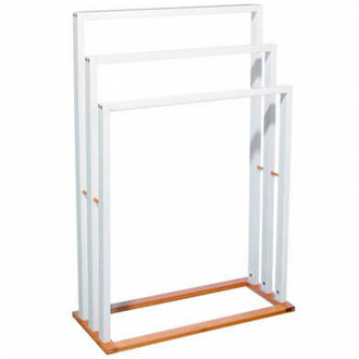 5five Handdoeken ophangrek badkamer - wit bamboe hout - 55 x 24 x 82 cm