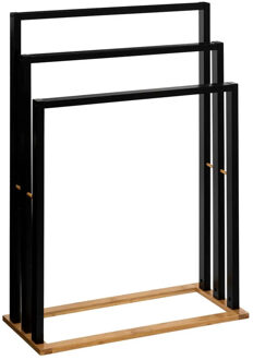 5five Handdoeken ophangrek badkamer - zwart bamboe hout - 55 x 24 x 82 cm
