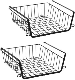 5five Hangmand voor kast - 2x - metaal - 31 x 31 x 12 cm - zwart - kastmandje - opbergers