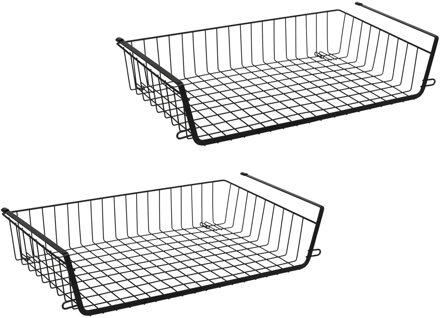 5five Hangmand voor kast - 2x - metaal - 51 x 30 x 11 cm - zwart - kastmandje - opbergers