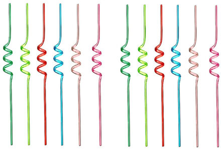 5Five Herbruikbare gekleurde drinkrietjes - 12x stuks - kunststof - 24,5 cm - Milieuvriendelijk