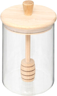 5five Honingpot incl lepel - transparant - glas/bamboe - 400 ml