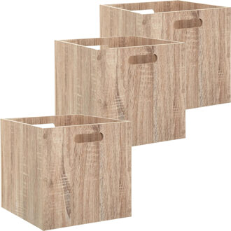 5five Houten kistje/Opbergmand - 3x - naturel - hout - 31 x 31 x 31 cm - 29 liter - inklapbaar