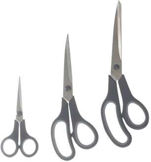 5five Huishoud en keuken scharen - set van 3x stuks - grijs - 25/21 en 14 cm