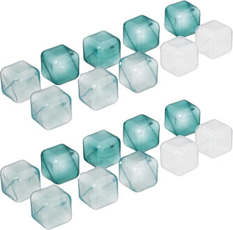 5five IJsblokjes - 20x - gekleurd - kunststof - herbruikbaar - vierkant