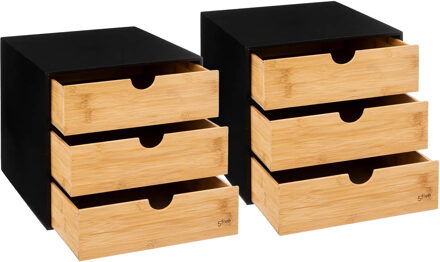5five Kantoor organizer ladeblok - 2x - 3 lades - 25 x 31 x 24 cm - bamboe hout