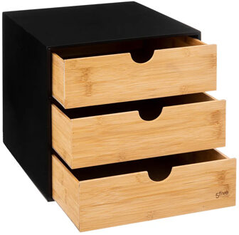 5five Kantoor organizer ladeblok - 3 lades - 25 x 31 x 24 cm - bamboe hout