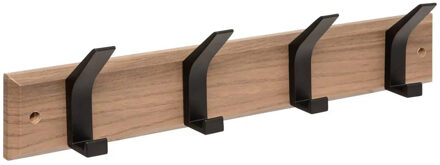 5five Kapstok - 4 ophang haken - RVS - bruin/zwart - 45 x 10 cm - wandkapstok