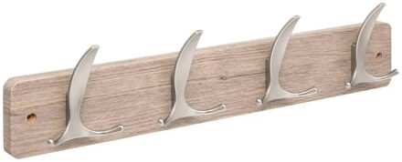 5five Kapstok - 4 ophang haken - RVS - grijs/zilver - 45 x 10 cm - wandkapstok