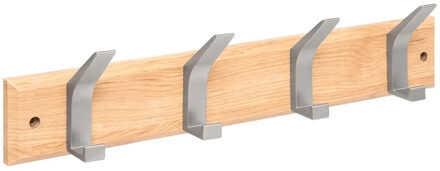 5five Kapstok - 4 ophang haken - RVS - naturel/zilver - 45 x 10 cm - wandkapstok