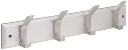 5five Kapstok - 4 ophang haken - RVS - zilver - 45 x 10 cm - wandkapstok