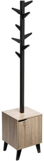 5five Kapstok - beige/zwart - MDF hout - 8 haaks - 34 x 32 x 168 cm