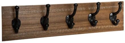 5five Kapstok - kastanjebruin - 5 haaks - MDF/ijzer - 50 x 8.5 x 14 cm