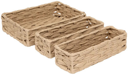 5five Kast/badkamer opbergmandjes - set 3x stuks - gevlochten kunststof - in 3 formaten