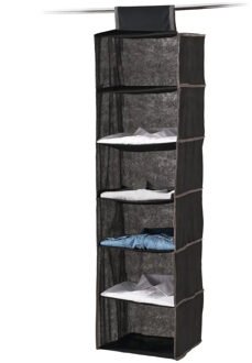 5five kast organiser - hangend - 6 vakken - 30 x 30 x 120 cm - zwart - Opbergmanden