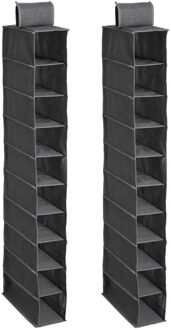 5five Kast organizer - 2x - hangend - 10 vakken - 30 x 15 x 120 cm - grijs - kleding opbergen