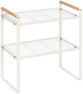 5five Keuken/aanrecht rekje - metaal - 33 x 21 x 38 cm - keuken organizer - wit