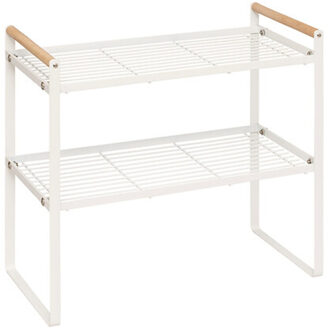 5five Keuken/aanrecht rekje - metaal - 42 x 21 x 38 cm - keuken organizer - wit