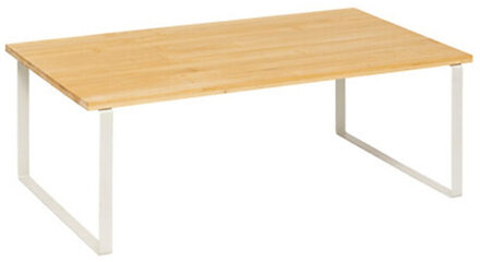 5five Keuken/aanrecht rekje - metaal/bamboe hout - 50 x 30 x 18 cm - keuken organizer - naturel/wit