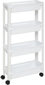 5five Keuken/badkamer trolley 4 laags - L37 x B15 x H79 cm - wit - kunststof - met wielen