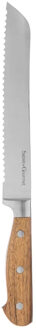 5five keuken broodmes Elegancia - 1x stuks - RVS - acacia hout - 34 cm