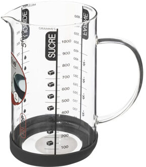 5five Keuken maatbeker/mengbeker - glas - transparant - 1000 ml