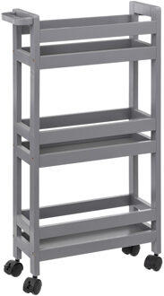 5five Keuken of badkamer trolley 3-laags - betongrijs - D15 x B40 x H75 cm - mdf hout - met wielen - Opberg trolley