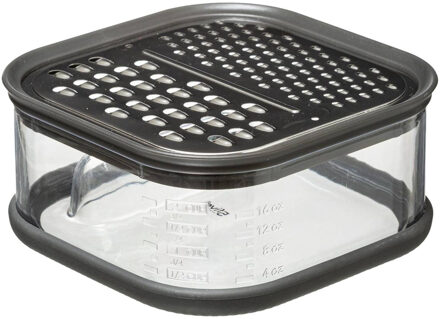 5five Keuken rasp met opvangbakje - grijs/transparant - 14 x 7 cm - kaas/groente rasp - keukenhulpje