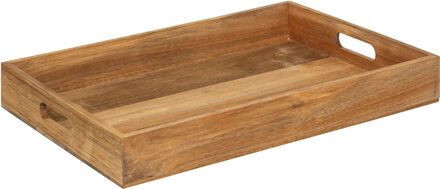 5five Keuken serveer dienblad met opstaande rand - acacia hout - 42 x 30 cm - 2 handvaten - bruin