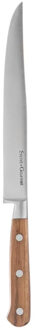 5five keuken snijmes/groente mes Elegancia - 1x stuks - RVS - acacia hout - 34 cm