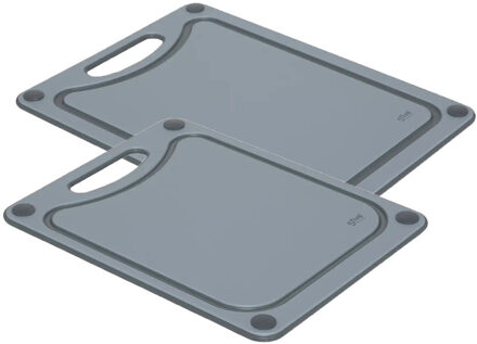 5five Keuken Snijplanken 2x stuks - grijs - kunststof - 27 x 37/24 x 30 cm - Keuken voedsel bereiden