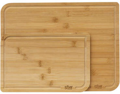 5five Keuken snijplanken set van 2x stuks - met druiprand - bamboe hout - 35 x 25 cm/22 x 15 cm