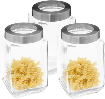 5five keuken voedsel voorraad bewaar pot Thor met draaideksel - 3x - glas - 1600 ml - 11 x 19 cm