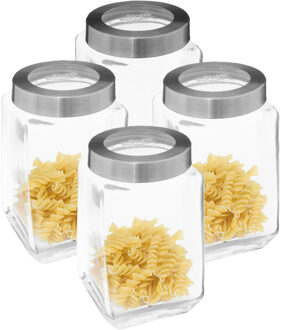 5five keuken voedsel voorraad bewaar pot Thor met draaideksel - 4x - glas - 1600 ml - 11 x 19 cm