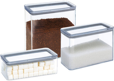 5five Keuken/voedsel voorraadpotten set 3x - kunststof - 1000/2000/3000 ml - luchtdicht