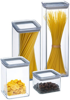 5five Keuken/voedsel voorraadpotten set 4x - kunststof - 500/1000/1500/2000 ml - luchtdicht