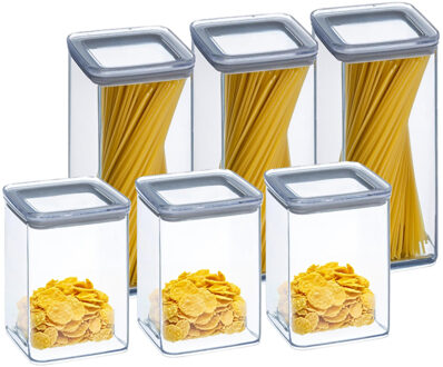 5five Keuken/voedsel voorraadpotten set 6x - kunststof - 1000/1500 ml - luchtdicht