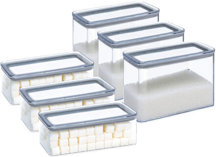 5five Keuken/voedsel voorraadpotten set 6x - kunststof - 1000/2000 ml - luchtdicht