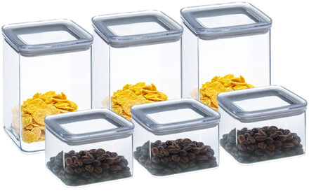 5five Keuken/voedsel voorraadpotten set 6x - kunststof - 1000/500 ml - luchtdicht