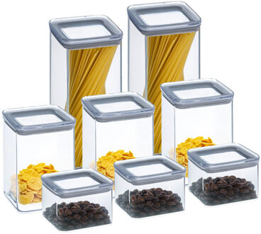 5five Keuken/voedsel voorraadpotten set 8x - kunststof - 500/1000/1500 ml - luchtdicht